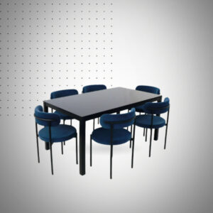 PACK TABLE SERENA VITRE NOIR SOCLE NOIR + CHAISES GALA