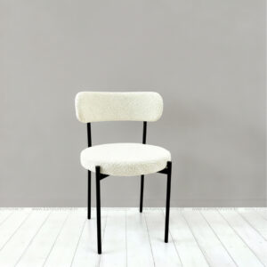 CHAISE GALA CAPITONNE GRANDE BOUCLETTE SOCLE METALLIQUE NOIR