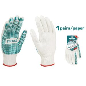 gants de travail en coton avec picots antiderapants en pvc total tsp taille standard