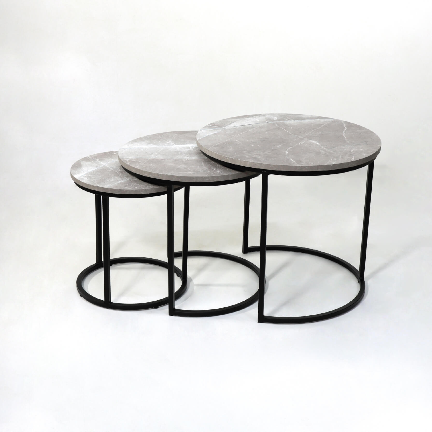 ENSEMBLE DE TROIS TABLES GIGOGNES RONDES MARMOL ATENEA 1 ENSEMBLE DE TROIS TABLES GIGOGNES RONDES MARMOL ATENEA
