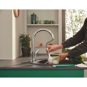 grohe bauedge mitigeur de cuisine bec en forme c mousseur extractible chrome sw webp