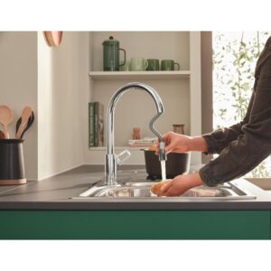 grohe bauloop mitigeur de cuisine bec en forme c mousseur extractible chrome sw jpg