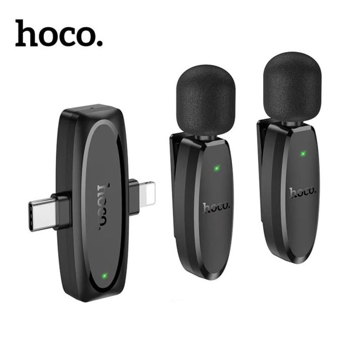 hoco l dual wireless lavalier digital microphone with type c and lightning receiver