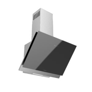 hotte decorative premium cm verre noir inox gaia bx