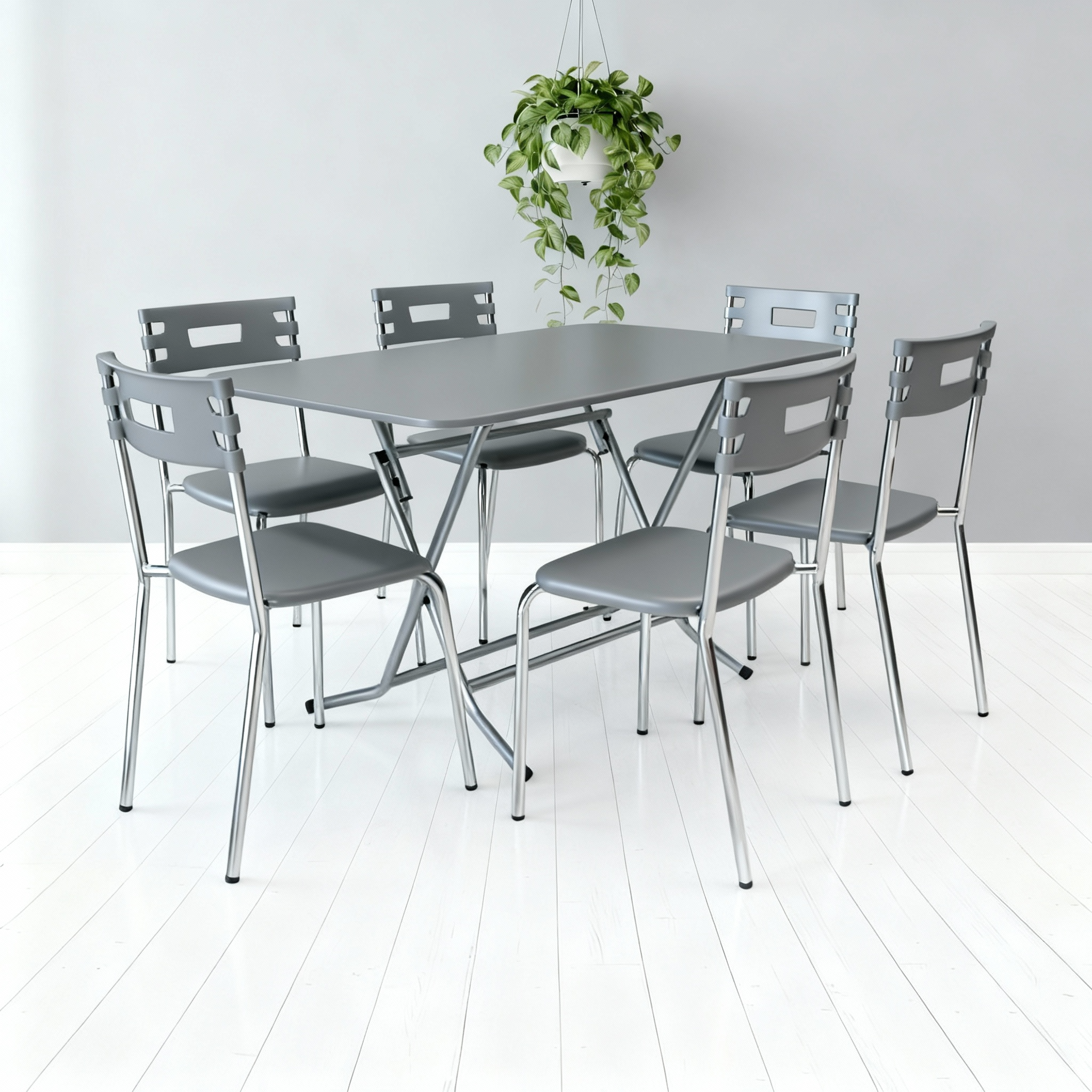 PACK TABLE PLIANTE 120*80 PVC GRIS +06CH CITY GRIS ALUMINIUM 1 PACK TABLE PLIANTE * PVC GRIS +CH CITY GRIS ALUMINIUM