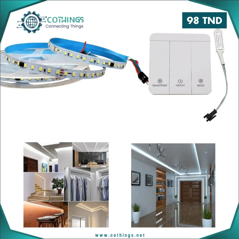 KIT Bande led lumineuse monochrome 10 Metres-8mm Blanc 6500K 24V avec Télécommande sans fil RF 1 kit bande led lumineuse monochrome metres mm blanc k v telecommande