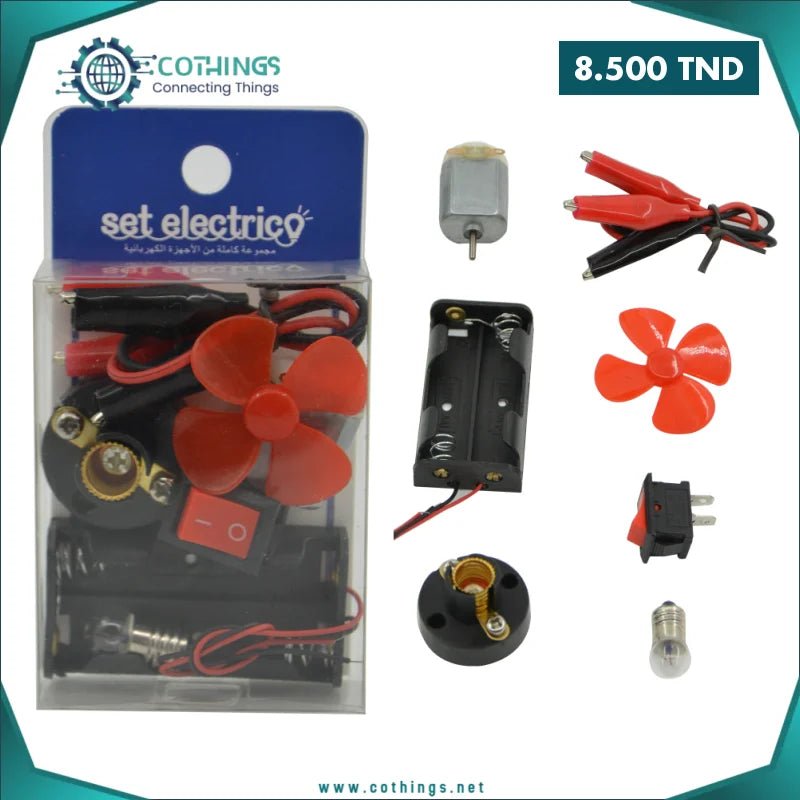 Kit d'expérimentation de circuits pour l'école primaire || دائرة كهربائية محرك مع مروحة لون احمر 1 kit dexperimentation circuits lecole primaire dayrt khrbayyt mhrk m mrwht