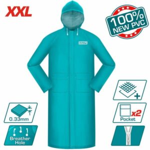 manteau impermeable professionnel avec capuche turquoise xxl thtrc total pvc neuf mm