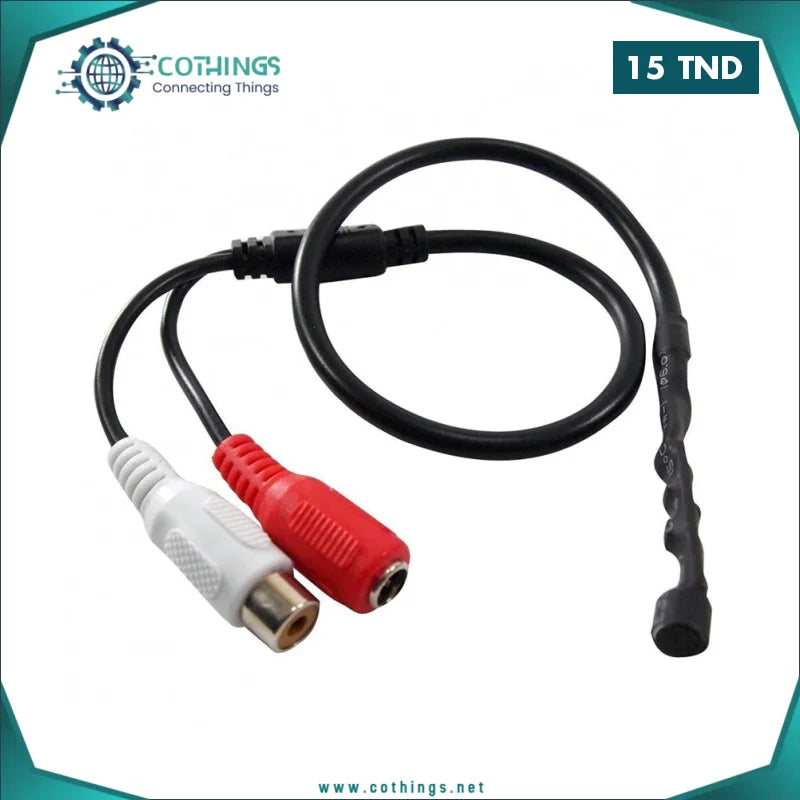 microphone filaire miniature camera surveillance cctv connecteurs rca cothings