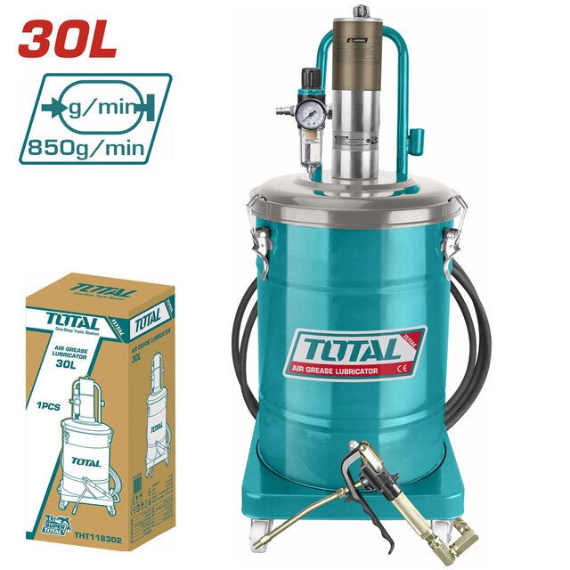 Pompe À Graisse Pneumatique 30 L TOTAL THT118302 Lubrificateur De Graissage Professionnel 850 g par min 1 pompe a graisse pneumatique l total tht lubrificateur de graissage professionnel g par min
