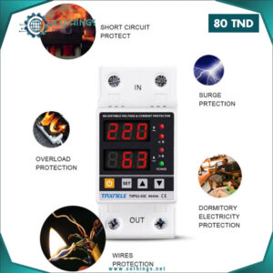 protecteur surtension numerique reglable din rail a v double affichage