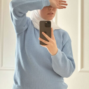 pull tricot bleu adulte
