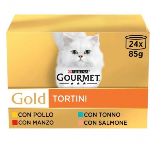 GOURMET GOLD TORTINI 12*85GR 1 purina gourmet gold tortini multipack per gatto con manzo pollo tonno salmone da x gr