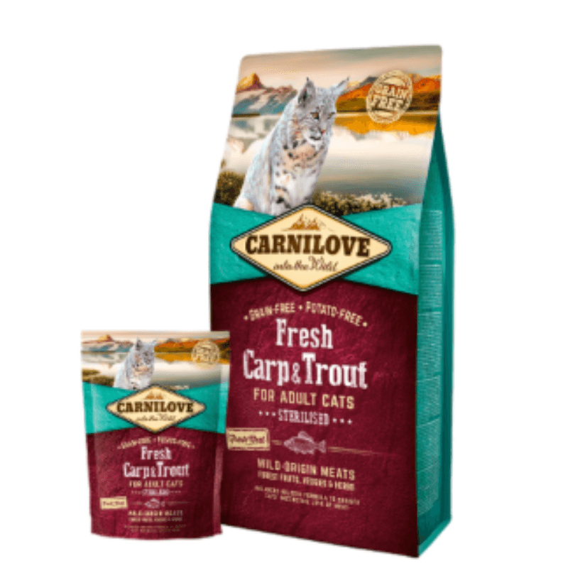 CARNILOVE - CROQUETTE POUR CHAT STERILISE AU CARP & TROUT 2KG 1 rc xwet x
