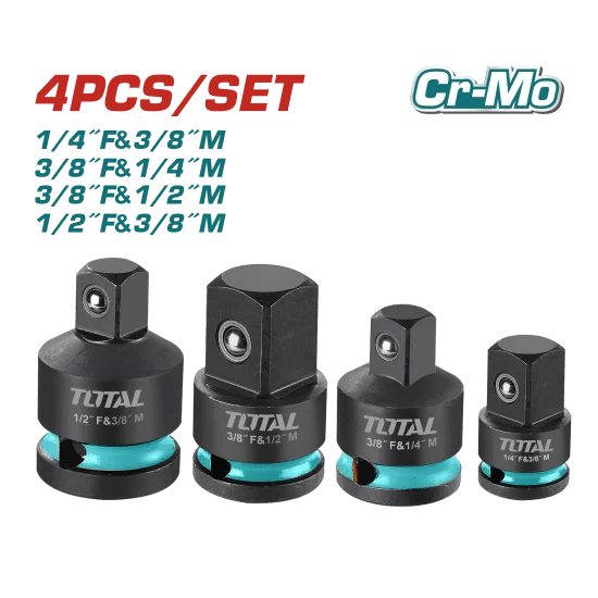 Set Adaptateurs Douilles CrMo TOTAL 4 Pieces Professionnel THISAD12438 1 set adaptateurs douilles crmo total pieces professionnel thisad
