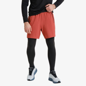 short homme rouge sport training avec collant noir