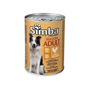 simba dog with chicken turkey