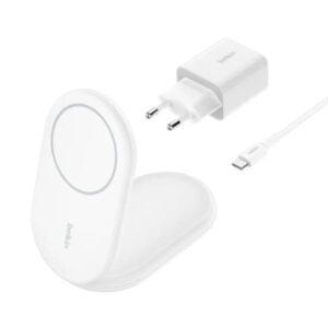 socle de recharge belkin aimante et pliable avec qi w blanc wibvfwh