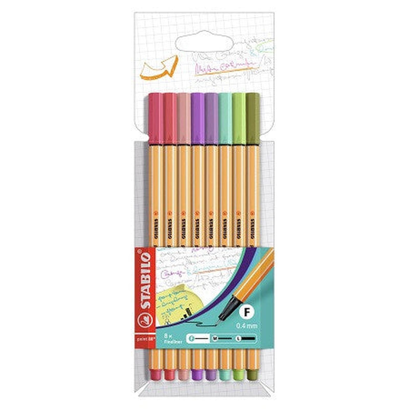 STABILO Point 88 Lot de 8 stylos à pointe fine - Soft colors 1 stabilo point lot de stylos a pointe fine soft colors fourniture scolaire
