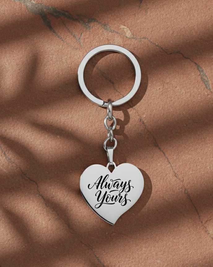 PORTE CLES PERSONNALISÉ HEART CHAIN 1 studio photo ai