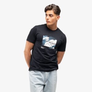 t shirt noir homme anta avec imprime graphique moderne