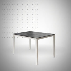 TABLE SERENA * TOP COMPACT GRIS SOCLE PEINTURE BLANC