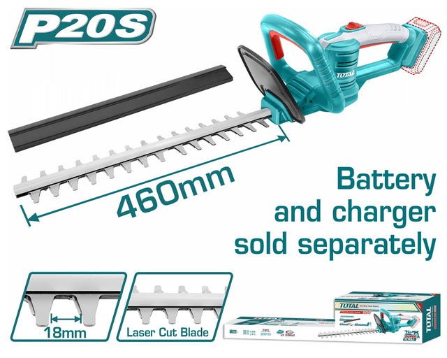 Taille-Haie Sans Fil 20 V TOTAL THTLI20018 Avec Lame Découpée Au Laser 460 Mm Et Écartement 18 Mm 1 taille haie sans fil v total thtli avec lame decoupee au laser mm et ecartement mm