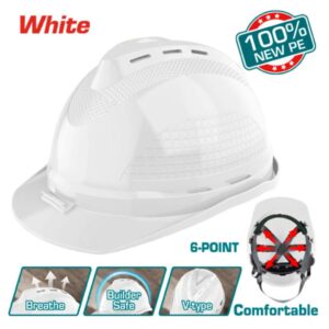 total casque de protection blanc v type points pour btp industrie tsp