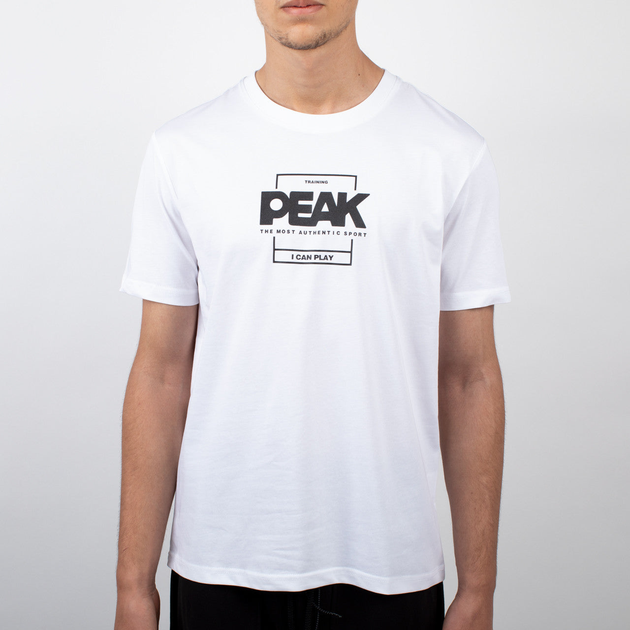 tshirt peak homme blanc logo noir coton confort style sport
