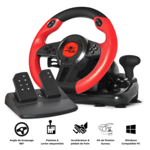 VolantDeCourseSPIRITOFGAMERPROPC NoirRouge png