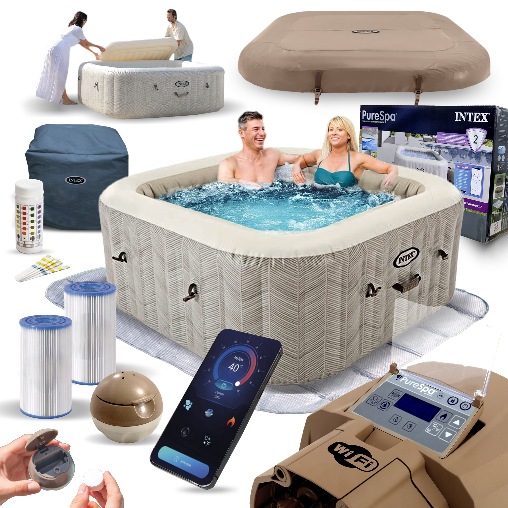 Spa gonflable Chevron 4 places avec stérilisateur et WIFI INTEX 28446NP 1 Spa gonflable Chevron 4 places avec stérilisateur et WIFI INTEX 28446NP