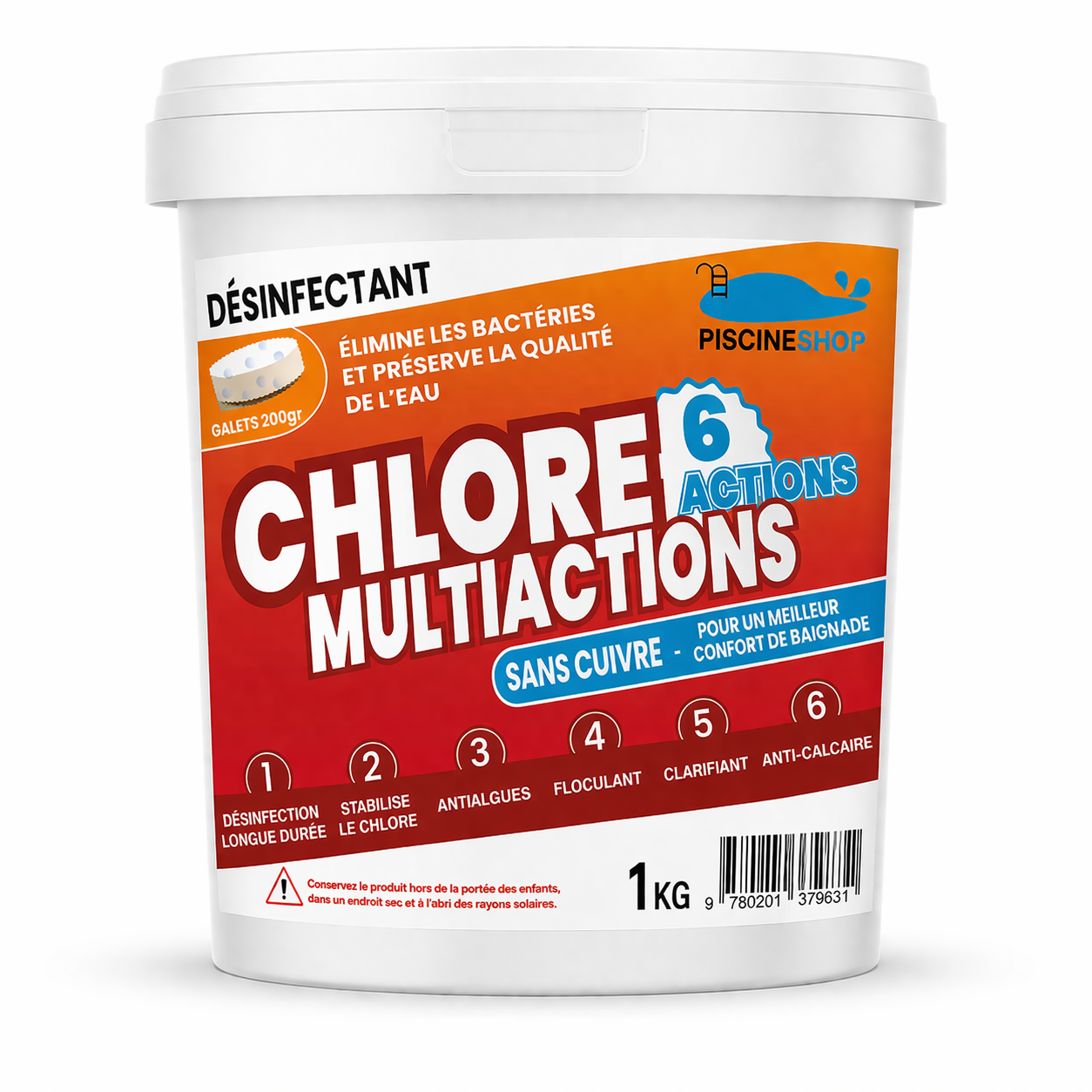 CHLORE MULTIACTIONS 1KG – 6 ACTIONS PISCINESHOP 1 CHLORE MULTIACTIONS 1KG – 6 ACTIONS PISCINESHOP