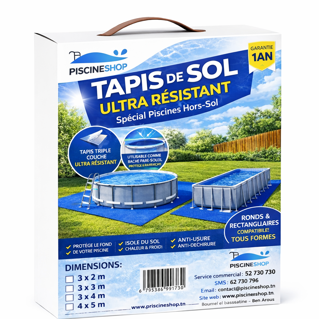 TAPIS DE SOL ULTRA RÉSISTANT POUR PISCINE HORS-SOL PISCINESHOP 3M ×3M 1 TAPIS DE SOL ULTRA RÉSISTANT POUR PISCINE HORS-SOL PISCINESHOP 3M ×3M
