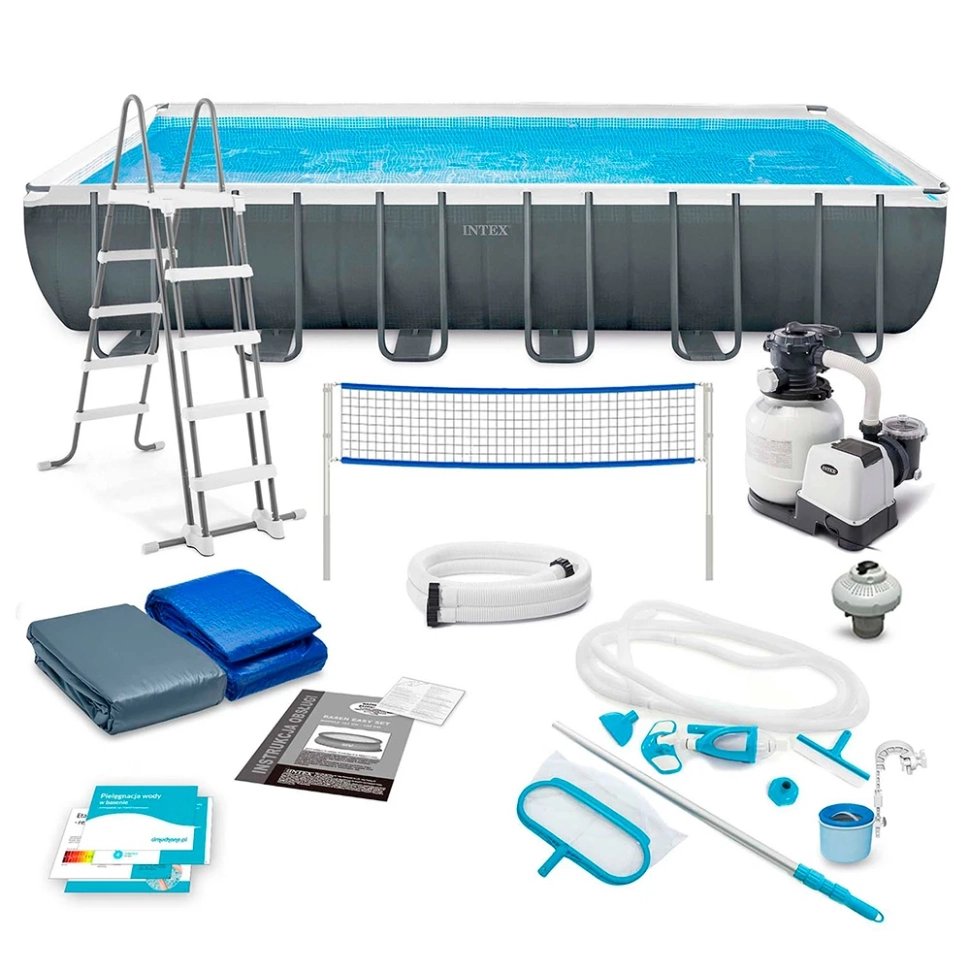 Piscine Ultra XTR 7,32 x 3,66 x 1,32 m + echelle + couverture + tapis de sol + kit de nettoyage + skimmer de surface + stérilisateur INTEX 1 Piscine Ultra XTR 7,32 x 3,66 x 1,32 m + echelle + couverture + tapis de sol + kit de nettoyage + skimmer de surface + stérilisateur INTEX