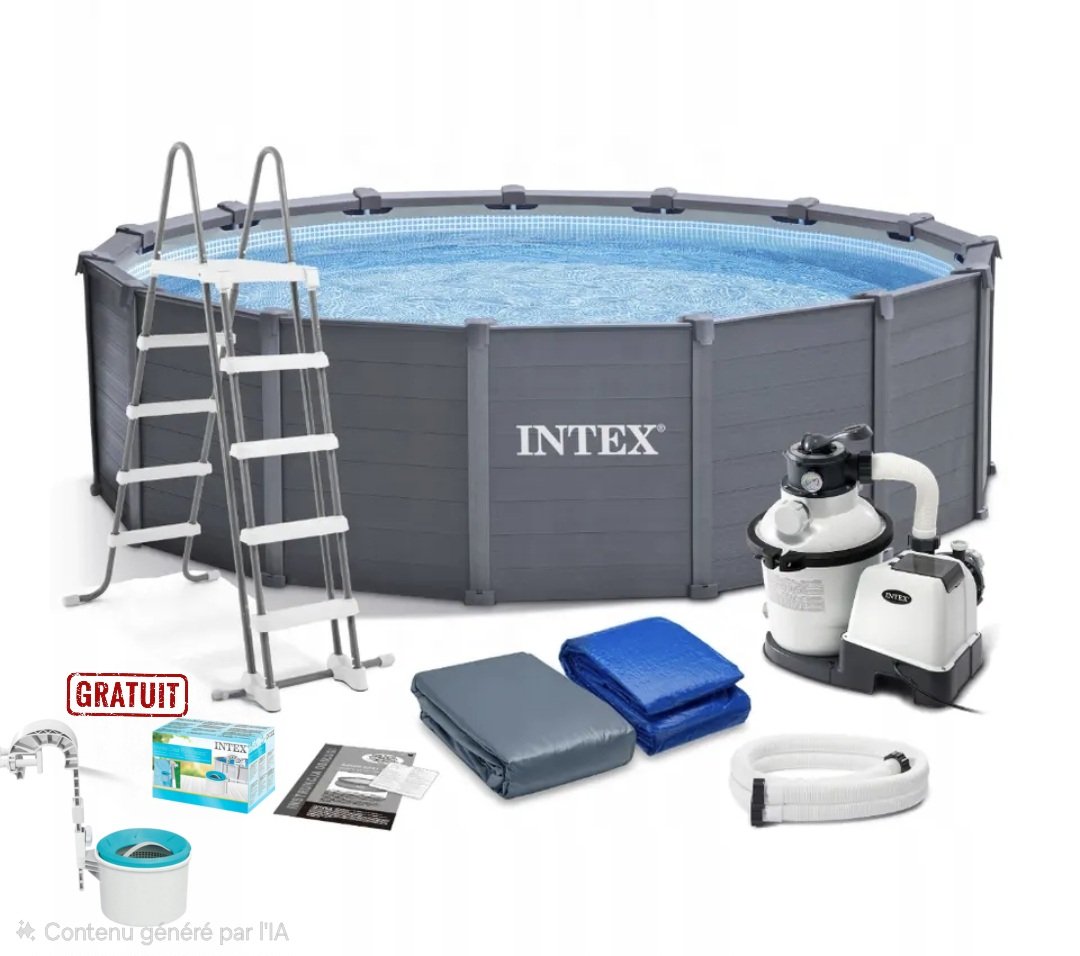 Piscine Graphite 4,78 x 1,24m Intex 26384GS 1 Piscine Graphite 4,78 x 1,24m Intex 26384GS