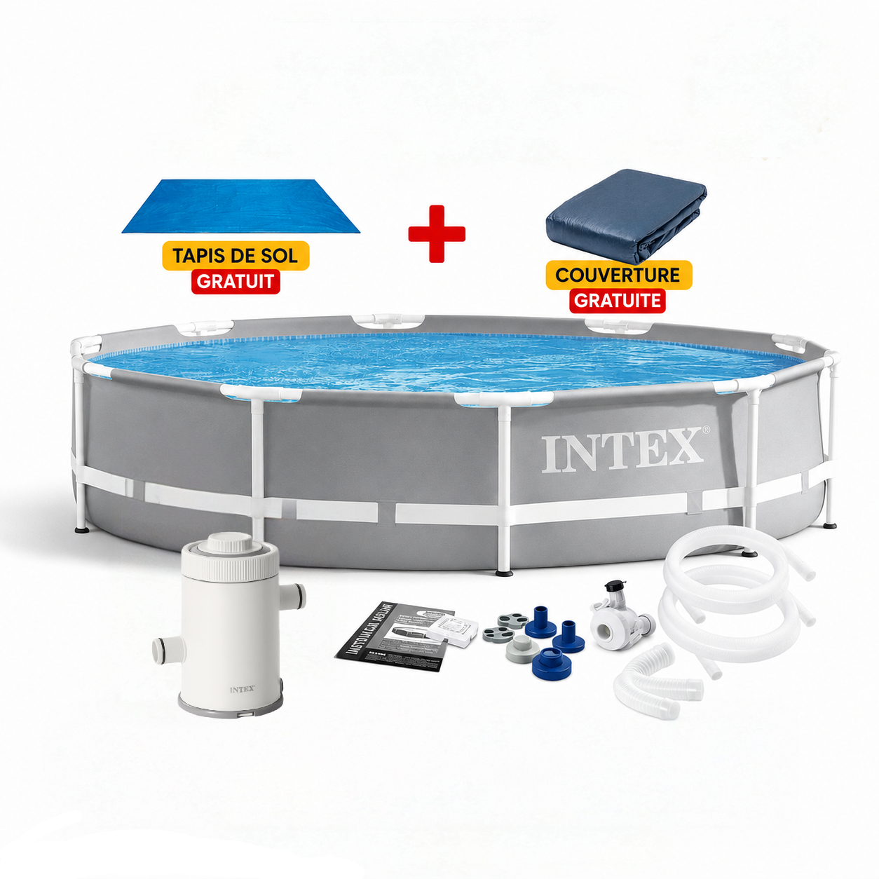 Piscine Prism Frame 3.05 × 0 76 m + pompe de filtration + Tapis de sol gratuite 1 Piscine Prism Frame 3.05 × 0 76 m + pompe de filtration + Tapis de sol gratuite