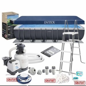 Piscine ULTRA XTR 732x366x132cm ÉCHELLE + FILTRE A SABLE + COUVERTURE + TAPIS DE SOL INTEX 26364