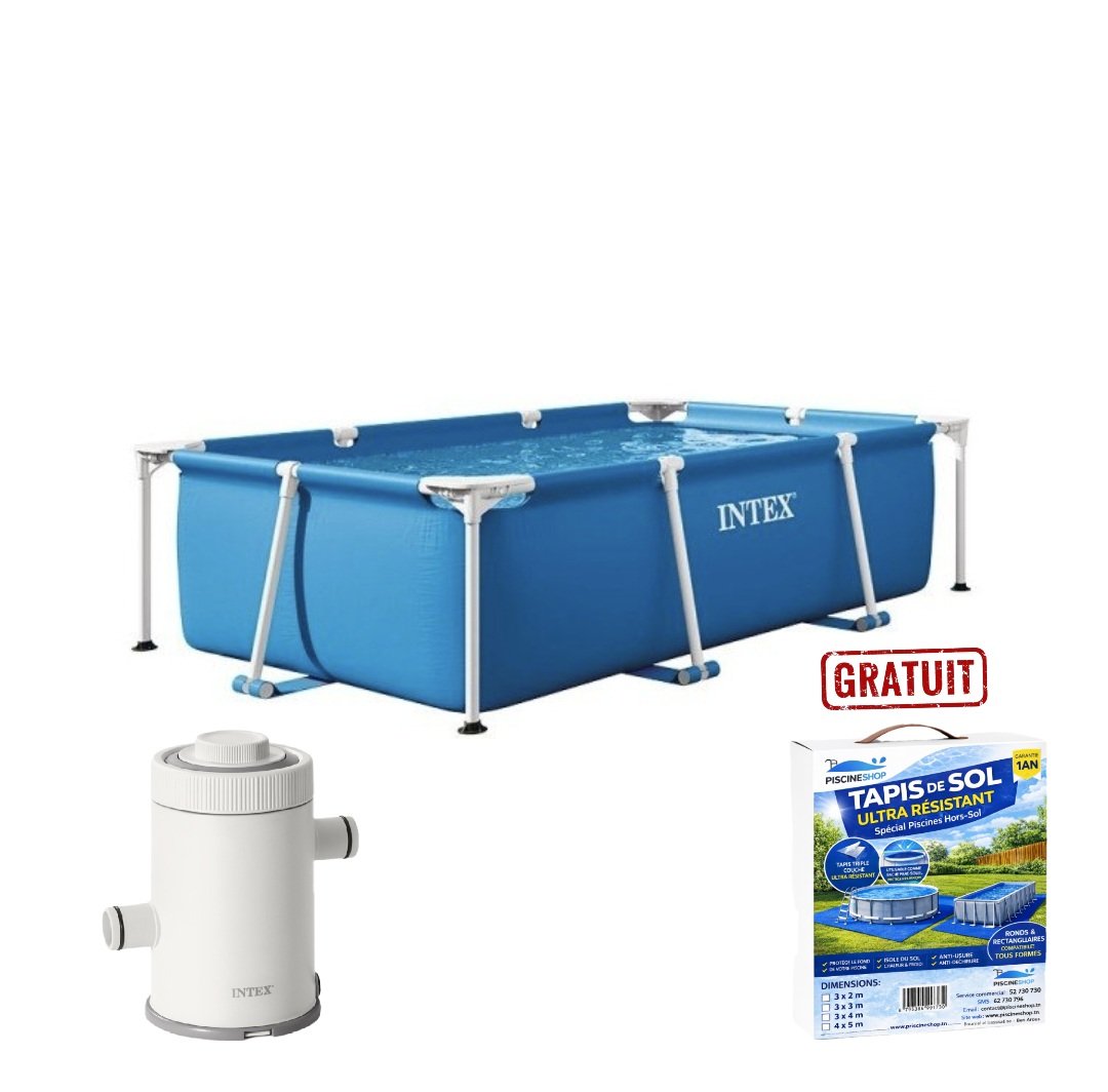 Piscine Metal Frame Junior rectangulaire 2,20 x 1,50 x 0,60 m + tapis de sol + pompe de filtra c330 INTEX 28270NP 1 Piscine Metal Frame Junior rectangulaire 2,20 x 1,50 x 0,60 m + tapis de sol + pompe de filtra c330 INTEX 28270NP