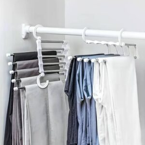 Cintre et porte-serviettes 5 en 1, pour vêtements et pantalons-Blanc