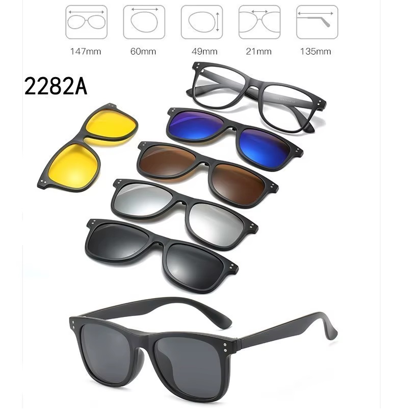 Lunettes 6 En 1 – Monture et 5 Appliques Polarisées Réf 2282A 1 Lunettes 6 En 1 – Monture et 5 Appliques Polarisées Réf 2282A