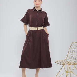 ROBE CHEMISE MIDI AVEC CEINTURE