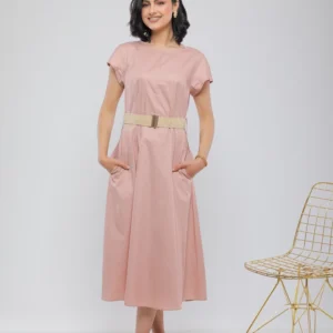 ROBE MI-LONGUE EN POPLINE