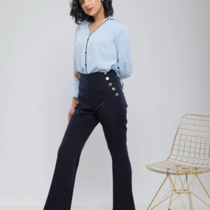 PANTALON LARGE À BOUTONS DORÉS
