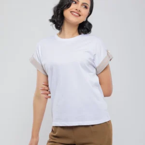 T-SHIRT À MANCHES COURTES AVEC REVERS RAYÉS