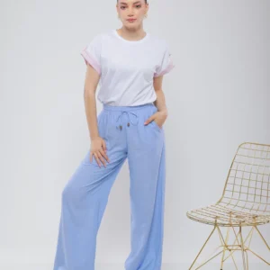 PANTALON LARGE À TAILLE ÉLASTIQUE