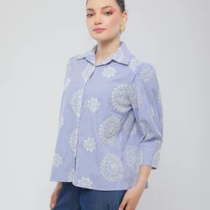 CHEMISE RAYÉE À MOTIF BRODÉ