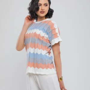 PULL EN MAILLE CHEVRON GRAPHIQUE MULTICOLORE