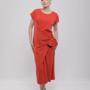 ROBE MI-LONGUE À NŒUD LATÉRAL