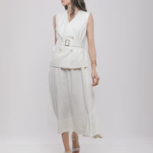 ROBE LONGUE AVEC VESTE SANS MANCHES CHIC