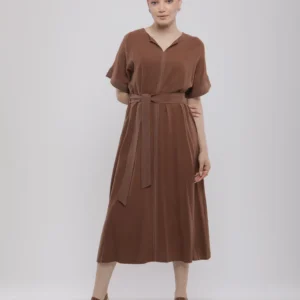 ROBE MIDI EN LIN AVEC CEINTURE